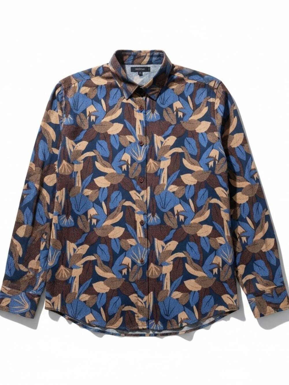 Cuidado Con El Perro Blue & Brown Floral Button Down Shirt Large